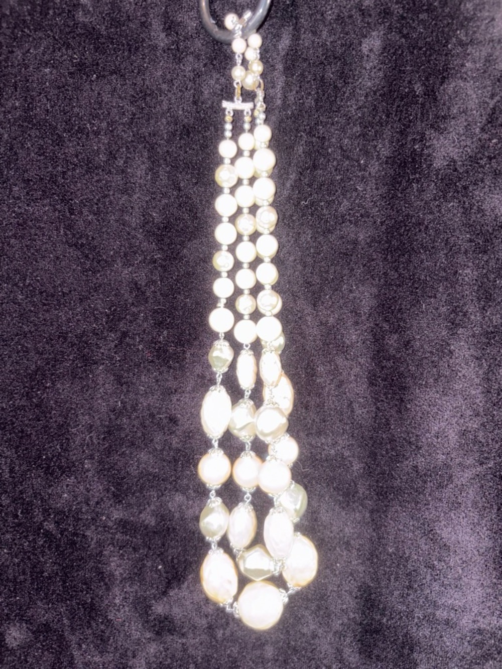 Vintage Multi-Strand Faux Pearl Baroque Bead Necklace Cream EUC Glam Classic
